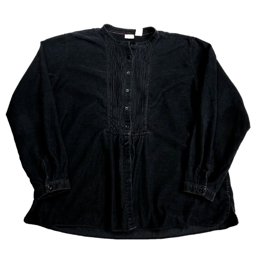 L.L. Bean Corduroy Button Shirt Women's Navy Blue Size XL 0JTH2 Collared